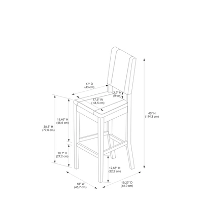 Milano Padded Barstool Upholstered Seat & Back - Linon - Image 8