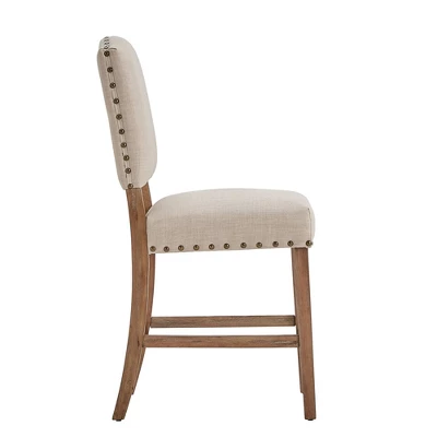 Set Of 2 24" Iverson Nailhead Trim Linen Counter Height Barstools - Inspire Q - Image 3