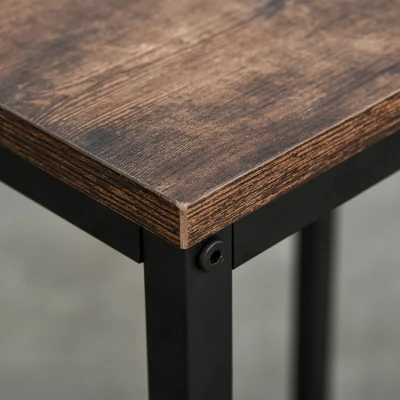 HOMCOM Industrial 3 Piece Dining Table Set, Counter Height Bar Table And Chairs Set, Kitchen Bistro Table Set With Storage Shelf And Stools, Brown - Image 5