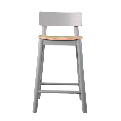 Set Of 2 Poyor 33.5" Two-Tone Counter Height Barstools Gray/Natural - Aiden Lane - Image 3