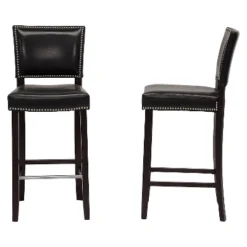 Set Of 2 Aries Modern Barstools With Nail Head Trim Black - Baxton Studio