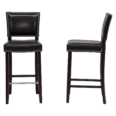 Set Of 2 Aries Modern Barstools With Nail Head Trim Black - Baxton Studio