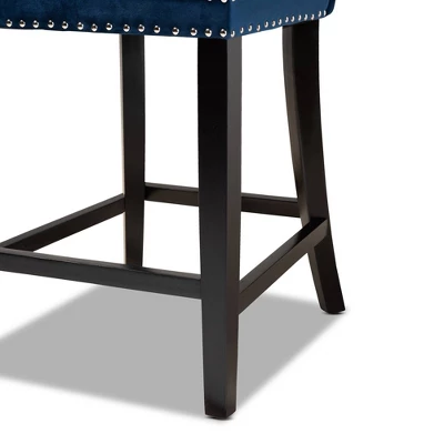 2pc Howell Modern Velvet Upholstered Wood Counter Height Barstool Set - Baxton Studio - Image 5
