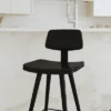 Set Of 2 Faux Leather Contemporary Upholstered Barstools With Black Metal Frame - Merrick Lane