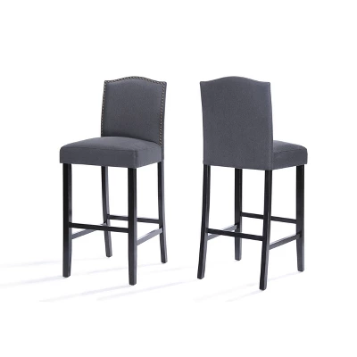 Set Of 2 Darren Contemporary Upholstered Barstools With Nailhead Trim - Christopher Knight Home - Image 5