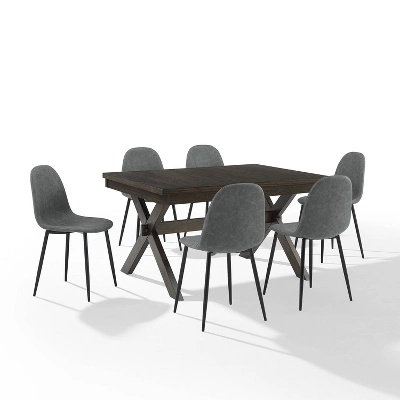 7pc Hayden Extendable Dining Set With Weston Chairs Distressed Gray/Slate - Crosley - Image 8