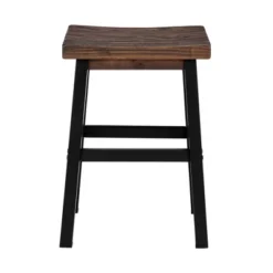 26" Pomona Reclaimed Wood Counter Height Barstool With Metal Legs Brown - Alaterre Furniture