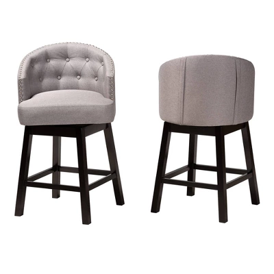 2pc Theron Fabric And Wood Swivel Counter Stool Set - Baxton Studio - Image 8