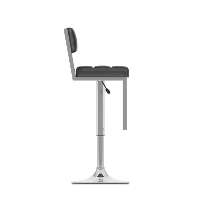 Set Of 2 Adjustable Square Tufted Leatherette Barstool - Corliving - Image 3