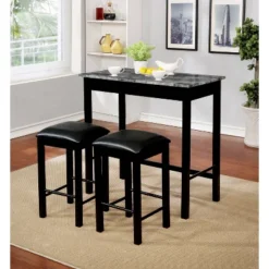 3pc Granza Counter Height Dining Table Set Gray/Black - MiBasics