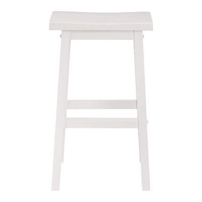 PJ Wood Classic Saddle Seat 29'' Kitchen Bar Counter Stool With Backless Seat & 4 Square Legs, For Homes, Dining Spaces, And Bars, White (8 Pack) - Image 2