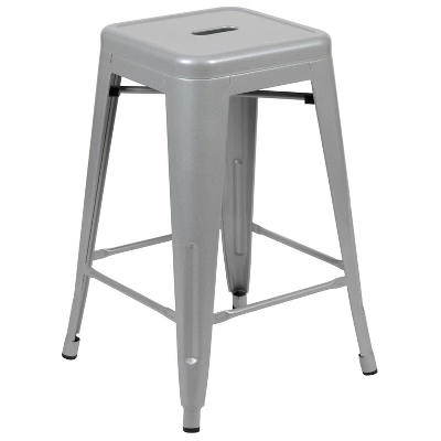 Flash Furniture 24" High Metal Counter-Height, Indoor Bar Stool - Stackable Set Of 4 - Image 10