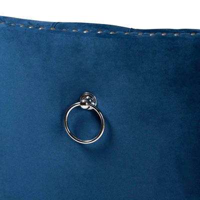 2pc Howell Modern Velvet Upholstered Wood Counter Height Barstool Set - Baxton Studio - Image 4