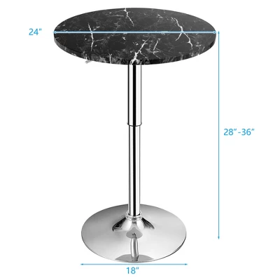 Costway Round Bistro Bar Table Height Adjustable 360-degree Swivel Black - Image 2