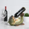True Boozy Bass Polyresin Wine Bottle Holder Set Of 1, Green, Holds 1 Standard Wine Bottle