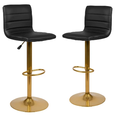 Emma And Oliver Modern Vinyl Adjustable Height Barstool With Horizontal Stitch Back, Set Of 2 - Image 13