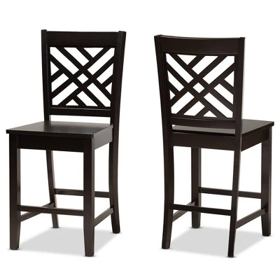 2pc Caron Wood Counter Stool Set - Baxton Studio - Image 8