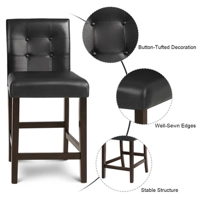 Tangkula Set Of 4 Bar Stools 25inch Counter Height Barstool Pub Chair Rubber Wood Black - Image 7