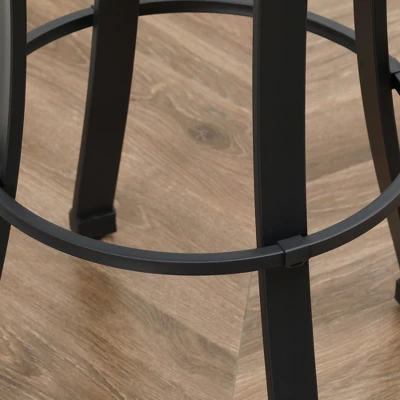 HOMCOM Bar Stools Set Of 2, Vintage Barstools With Footrest, Microfiber Cloth Bar Chairs 29 Inch Seat Height With Steel Legs, Dark Gray - Image 5