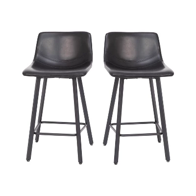 Flash Furniture Caleb Modern Armless 24 Inch Counter Height Stools Commercial Grade With Footrests And Matte Metal Frames, Set Of 2 - Image 11