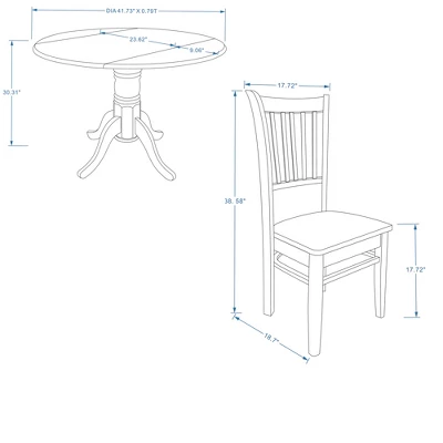 Glenwillow Home 42" Round Double Drop-Leaf Dining Table + Spindle Back Dining Chairs Dining Set - Image 8