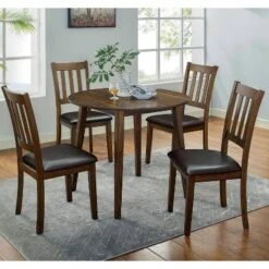 5pc Hedgecrow Padded Seat Round Dining Table Set Dark Brown - HOMES: Inside + Out
