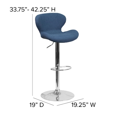 Flash Furniture Contemporary Adjustable Height Barstool With Curved Back And Chrome Base - Image 3