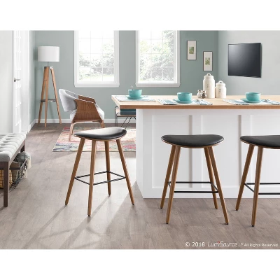 Set Of 2 26" Saddle Counter Height Barstools With Faux Leather - LumiSource - Image 7