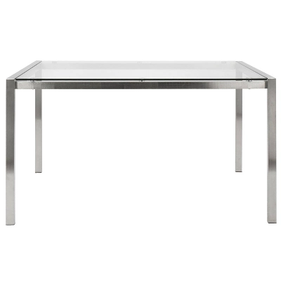 Fuji 47" Modern Dining Table Stainless Steel/Clear Glass - LumiSource - Image 3