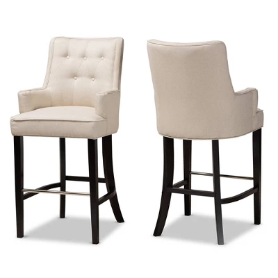 2pc Aldon Upholstered And Wood Bar Stool Set - Baxton Studio - Image 8