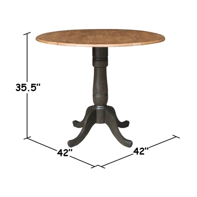 42" Nathaniel Round Dual Drop Leaf Counter Height Dining Table Hickory/Washed Coal - International Concepts - Image 7