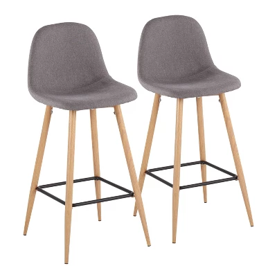 Set Of 2 Pebble Metal Polyester Barstools - Lumisource - Image 14