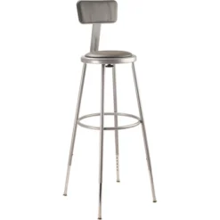 2pk Adjustable Heavy Duty Vinyl Steel Barstool With Backrest Gray - Hampden Furnishings