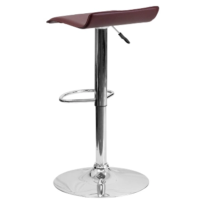 Emma And Oliver Solid Wave Seat Vinyl Adjustable Height Barstool With Chrome Base - Image 6