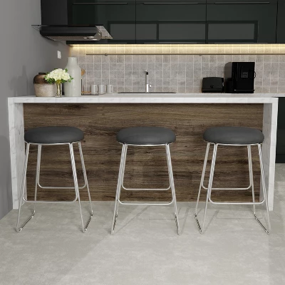 Southlake Backless Metal Counter Height Stool Chrome/Black Vinyl - Hillsdale Furniture