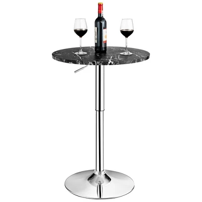Costway Round Bistro Bar Table Height Adjustable 360-degree Swivel Black