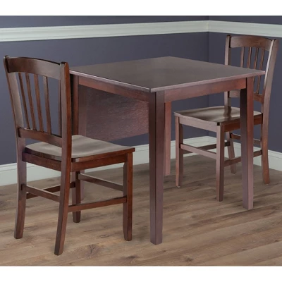3pc Perrone Drop Leaf Dining Table Set With Slat Back Chair Walnut - Winsome - Image 13