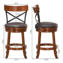 Costway Set Of 4 Bar Stools Swivel 25'' Dining Bar Chairs With Rubber Wood Legs