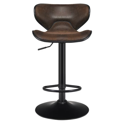 Costway Set Of 2 Adjustable Bar Stools Swivel Bar Chairs Pub Kitchen Brown - Image 8