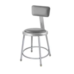 2pk 18" Heavy Duty Vinyl Padded Steel Barstool With Backrest Gray - Hampden Furnishings