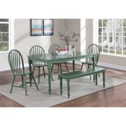 Rectangular Carolina Dining Table Equestrian Green - Boraam