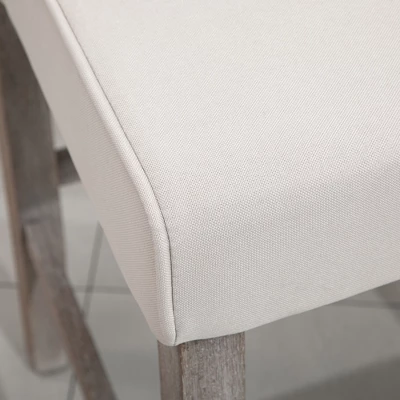 HOMCOM 26.25" Counter Height Bar Stools Set Of 2, Tufted Wingback Armless Upholstered Dining Chair With Rubber Wood Legs - Image 3