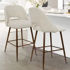 26 Inches Edwin Upholstered Counter Height Stool (Set Of 2) Walnut Leg-The Pop Maison