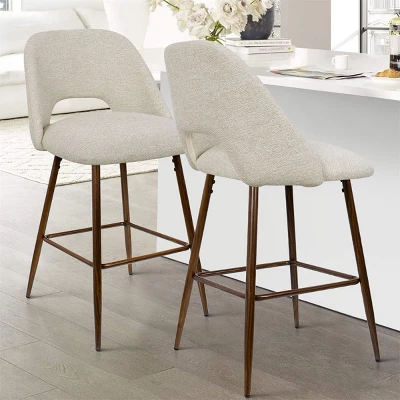 26 Inches Edwin Upholstered Counter Height Stool (Set Of 2) Walnut Leg-The Pop Maison