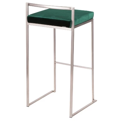 Set Of 2 30" Fuji Contemporary Stackable Barstools Stainless Steel - Lumisource - Image 4