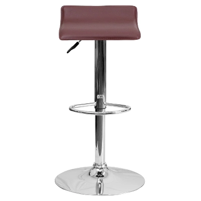 Emma And Oliver Solid Wave Seat Vinyl Adjustable Height Barstool With Chrome Base - Image 8