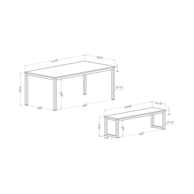 3pc Killucan Dining Table Set With 2 Benches - MiBasics - Image 5