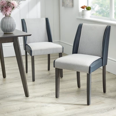 3pc Grayson Square Dining Set Gray/Navy - Angelo:HOME