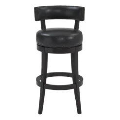 30" Corbin Faux Leather Wood Swivel Barstool Gray Onyx - Armen Living
