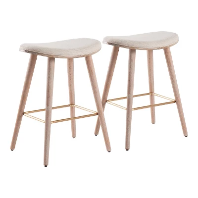 Set Of 2 26" Saddle Counter Height Barstools With Faux Leather - LumiSource - Image 10
